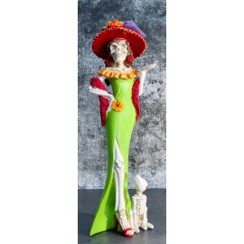 Ebros Day of The Dead Skeleton Lady Fiona with Green Gown Figurine 12.5" Tall