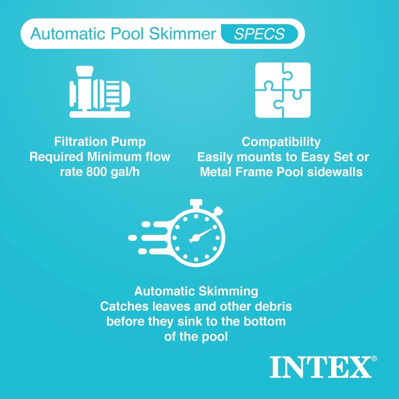 Intex Deluxe 800 Gph+ Wall-mounted Swimming Pool Surface Automatic Ski