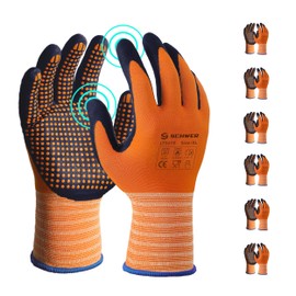 Schwer 6 Pairs LT5619 Work Gloves Micro-Foam Nitrile Coated, Level 4 Abrasion Resistant Nylon Working Gloves with Micro Dot Grip for Men Women, Touchscreen, for Automotive Electronic Assembly, Small