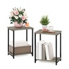 Furinno Simplistic Metal Frame End Table, 2-Pack, French Oak
