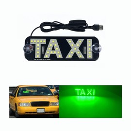 Taxi LED Light Signs,Green Led Light Signs for Car Windshield Taxi Cab LED Sign Light with Suction Cups Hook on Car Window,USB Plug