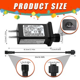 24V 0.25A LED Controller with Extension Cord, Replacement Model JT-DC240V025-C Class 2 Power Supply IP44 LED Light Controller Low Voltage Transformer for Halloween Christmas Holiday String Light