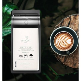 Lifeboost Coffee Half Caff Ground Coffee - Low Acid Single Origin USDA Organic Coffee - Non-GMO Ground Coffee Third Party Tested For Mycotoxins & Pesticides - 12 Ounces