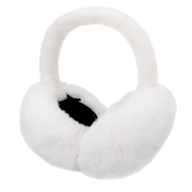 Hotme Winter Ear Muffs Faux Fur Earmuffs Cute Fuzzy Foldable Outdoor Ear Warmers for Women Girls White