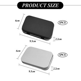 10 Pieces of Tin Boxes, Small Metal Boxes, Small Cans with Lids, Small Tin Boxes with Lids, Small Rectangular Tin Boxes, Silver Storage Boxes with Lids