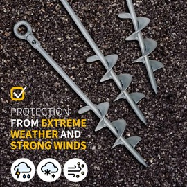 18 inch Ground Anchor Heavy Duty Earth Anchors Set Screw in for Mobile Home, Swing, Tent Trampoline Anchors Wind Resistant Tree Stakes and Supports with Drill Socket, 6 Pack