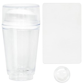 Durchsichtiger Silikon-Geleestempel, doppelseitiger Nagelkunst-Stempel, transparenter Nagelstempel, Schaber, Nagelkunst, Maniküre, Silikon-Nagelstempel, französische Spitze mit Schaber für Nägel