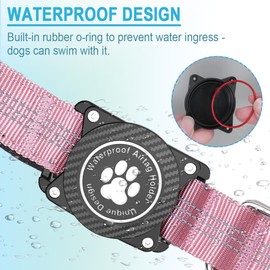 Ytanest Reflective AirTag Dog Collar, Waterproof Air Tag Dog Collar Holder, Luminous,Comfortable and Durable Padded Heavy Duty Dog Collars for Small Medium Large Dogs, Pink, S