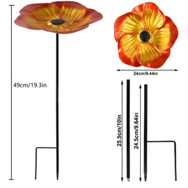 Dokpav 1 PCS Flower Bird Bath for Garden, 9.4 Inch Outdoor Bird Bath with 19.3 Inch Metal Stake, Freestanding Bird Bath/Bird Feeders Bowl for Outdoor Garden Backyard Patio Yard Lawn Decor