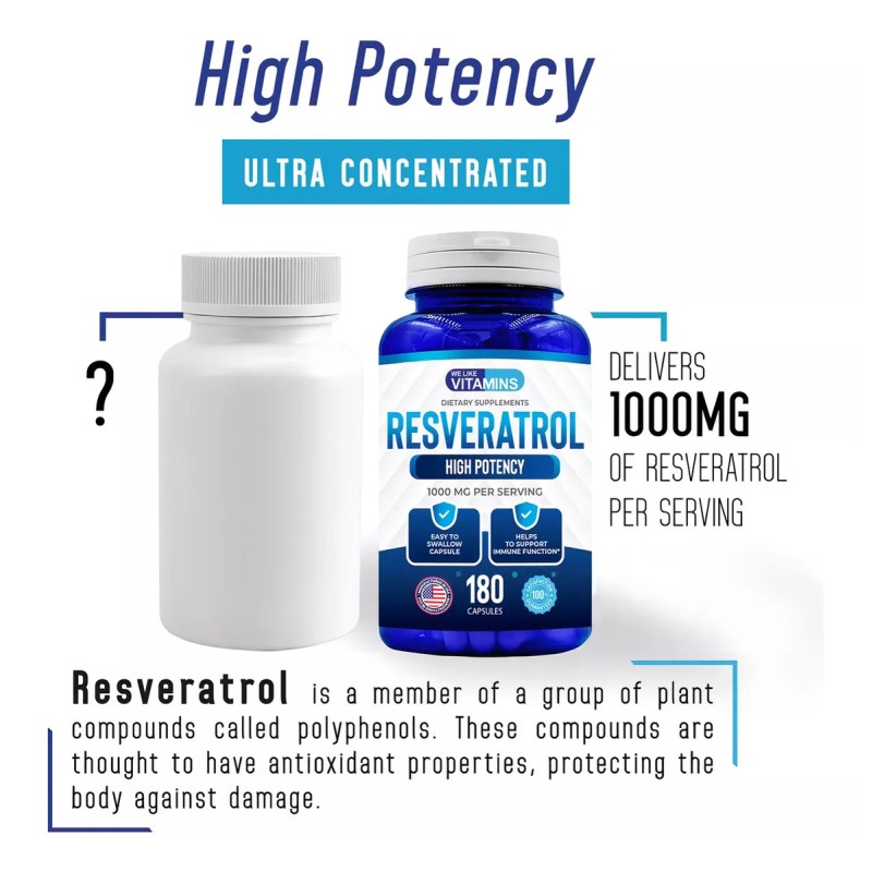 Dr. Martin´s Nutrition Resveratrol 1000 Mg 180 Cápsulas Antioxidante Hecho