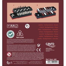 Cayro – Schach, Dame und Backgammon – ab 7 Jahren – magnetisches Modell – 3 Brettspiele in 1 – Kinder und Erwachsene – ideal für Reisen – 2 Spieler