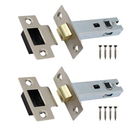 Tubular Latches Mortice Door Latch | Satin Nickel | 3 Inch / 78mm | Pack of 2