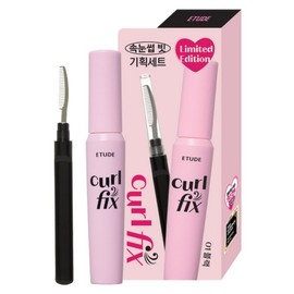 Etude Curl Fix Mascara 8g + Eyelash Comb Set, 01 Black, 1 Piece / 에뛰드 컬 픽스 마스카라 8g + 속눈썹 빗 세트, 01블랙, 1개