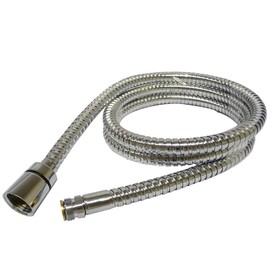 150cm 8mm Bore Stainless Steel Through Bath Shower Hose - BH33-15mm Fine Thread Male to Std Shower Head Connection