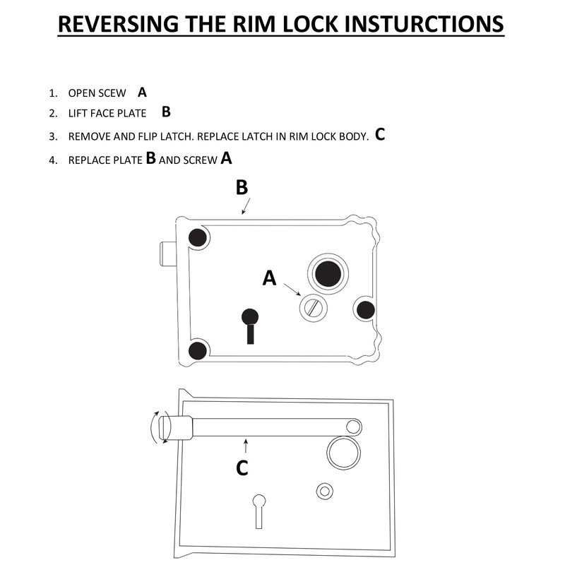 A29 Heavy Duty Cast Iron Horizontal Rim Lock, Black Powder-Coated