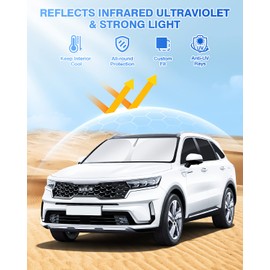 Canvcle Windshield Sun Shade for 2021-2025 2026 Kia Sorento Accessories Side Rear Window Shade Cover Sun Visor Privacy Protection Keep Vehicle Cool Black 8PCS