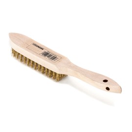 LESSMANN 105451 5 Sword Tip 5 Line Wooden Handle Hand Brush, Brass Plated Wire