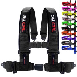 2 & 3 in 4 point harness for bucket seat with Push Button Release, 10 colors to choose from, racing harness 4 point car (Black, 3in)