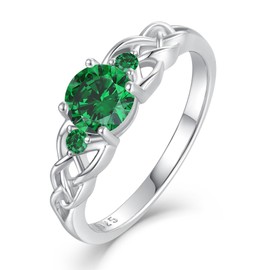 STARCHENIE Celtic Knot Ring for Women 925 Sterling Silver Emerald Promise Ring Size 7