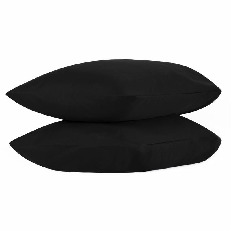 Brentfords Black Pillow Cases 2 Pack, Housewife Pillowcases Bed Pillow