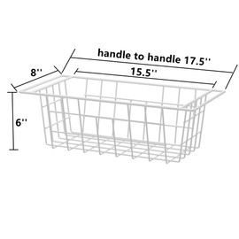 Slideep 17.5'' Large Storage Baskets Chest Freezer Organizer, Sturdy Metal Wire Pantry Freezer Bin for Home Kitchen Organization 2 Packs, White