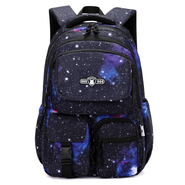 Mochilas para niños, mochila para escuela primaria, para niños, casual, con bolsa de almuerzo, Galaxy-dark Blue, Solo mochila