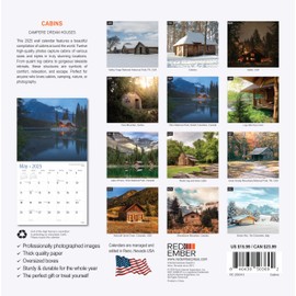 RED EMBER Cabins 2025 Wall Calendar 12 Month | 12" x 24" Open | Thick & Sturdy Paper | Giftable | Calendar 2025
