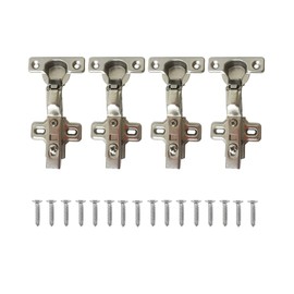 LIKERAINY 95 Degree Inset Hinges, 4pcs Nickel Plated Iron Metal, Soft Closing Clip on Assembly, Kitchen Cabinet Cupboard Wardrobe Door Hinge, EN 15570 Level 2, Pack of 4