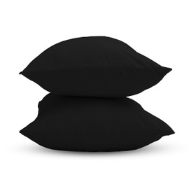 KOMFIT Pillow Cases 2 Pack Standard Queen Size 20x30 cm 100% Egyptian Cotton Pillowcases with Envelope Closure Super Soft Hotel Quality Pillow Covers Wrinkle, Fade Resistant - Black