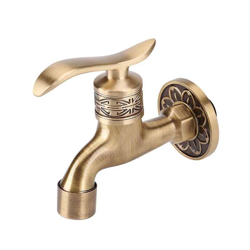 Antique Style Brass Washing Machine Faucet Wall Mount Laundry Cold