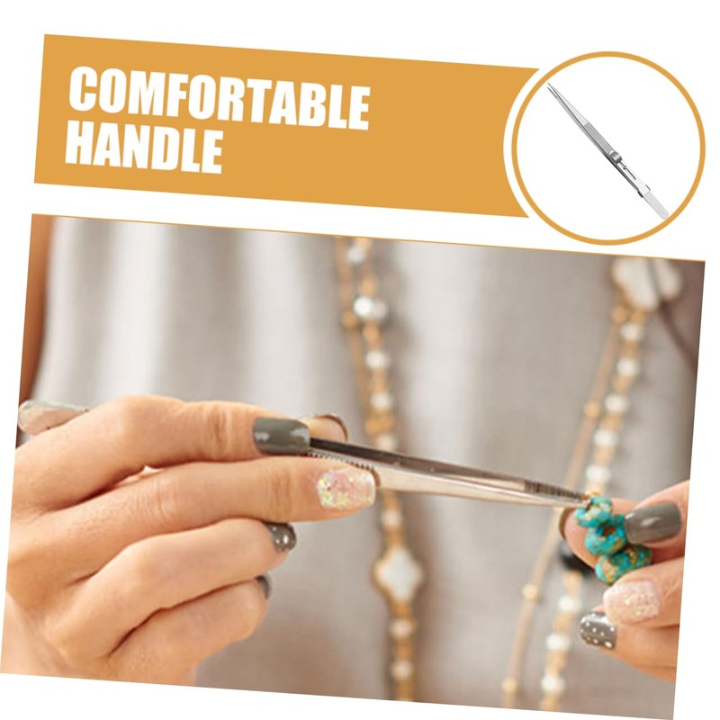 Operitacx Stainless Steel Jewelry Making Tweezers Static Precision Clip Ergonomic