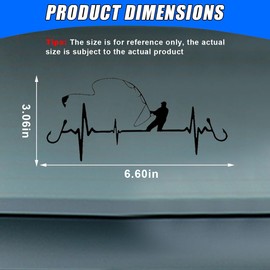 Fishing Heartbeat Car Decal Sticker, Waterproof Vinyl Decal Car Window Bumper Sticker, Universal Trunk Decal Auto Side Body Sticker for Car, Van, Truck, Cup, Laptop, Wall (Black)