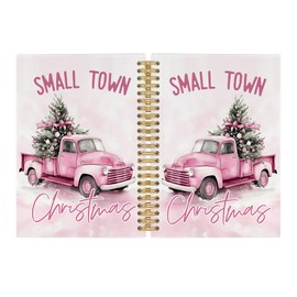 Pugwak Coquette Christmas Truck Tree Journal Notebook - Preppy Bow Small Town Notebooks College Ruled for Work School, Gifts for Girls Women, Office Supplies, Hardcover Spiral Notebook 5.5"x8.3"
