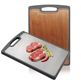 Titanium Cutting Boards Double Sided for kitchen, Ebony Wood Chopping Board Food Grade,Dishwasher Safe Easy to Clean Large Size 15"×10"
