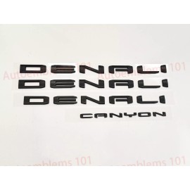 GMC 4PCS Matte Black Door Rear DENALI Canyon Letter Emblem Fit 2023+ Canyon DENALI