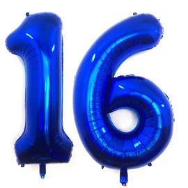 40 Inch Navy Blue 16 Number Balloons Giant Jumbo Huge 16 or 61 Foil Mylar Helium Number Digital Balloons Dark Blue Birthday Mylar Digital Balloons 16th Birthday Anniversary Events Party Decorations