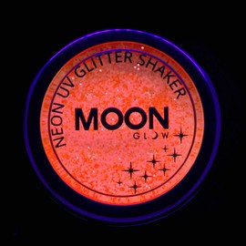 Moon Glow Neon UV Glitter Shaker - Glows Bright Under UV Lighting! (Orange, 5g)