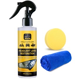 BUFFZIT Headlight Cleaner & Restoration Kit, Instant Oxidation Removal for Yellowing Cloudy Headlamp Restoration Fast Acting Formula for All Type of Lamps - 5oz/150ml