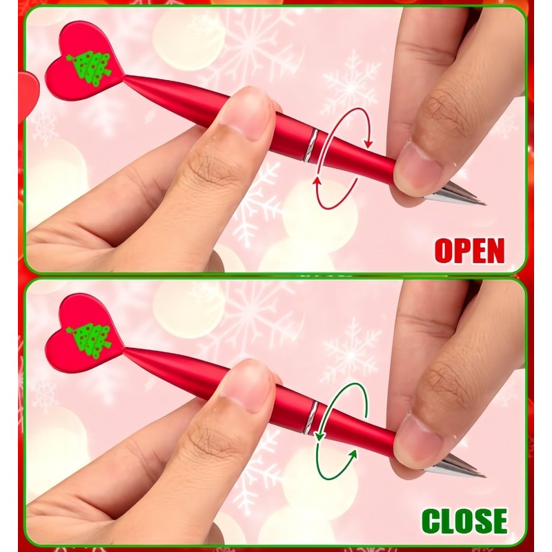 KAHEIGN 48Pcs Christmas Ballpoint Pens, 4 Styles Retractable Black Ink