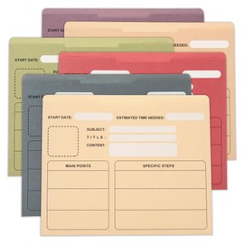 Beramon 6 Pack Colored File Jackets Letter Size No Expansion Pocket Folder for Office Home School with Reinforced Straight-Cut Tab, Project Design