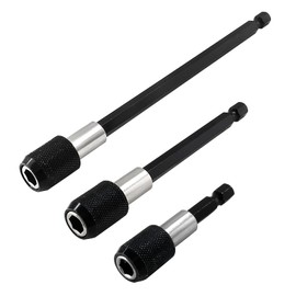 Litoexpe 3 Pcs Drill Bit Extension, Quick Release Magnetic Holder with 1/4' Hex Shank for All 1/4-Inch Drive Bits (2 Inch, 4 Inch, 6 Inch - Black)