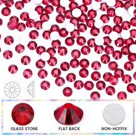 Novani Dark Red Rhinestones 3000Pcs Flatback Crystal Round Loose Gemstones Glass Rhinestones for Crafts Makeup Nail Art Clothes Shoes DIY Decorations(SS10, 2.7-2.9mm)
