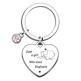 YpbbyKit Elephants Keyring Elephant Lovers Gifts for Women Just a Who Loves Elephants Keyring Gift for Birthday Christmas