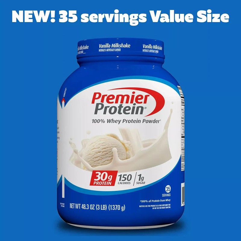 Premier Protein 30g High Protein Powder, Vanilla Milkshake, 3 lbs.