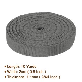 Rebower Nylon Webbing Strap, 10 Yards x 7/8 Inch Polypropylene Webbing Lightweight Strapping Backpack Band for DIY Gear Repair Outdoor Luggage Cargo Straps, Dark Grey