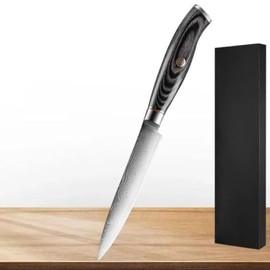 1 PCS Damascus Kitchen Knife Set - 67-Layer High-Carbon Damascus Steel, Pro Chef/Slicing/Utility/Paring Knives & Sharp Cleaver, Ergonomic Rosewood Handles, Ideal for Home/Pro Cooks (Black 1W)