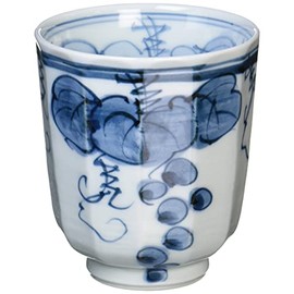 波佐見焼 一誠窯 軽量 湯呑 (大) 内外ぶどう 青