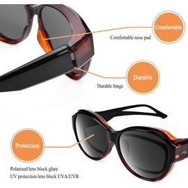Br'Guras Polarized Oversized Wrap Around Shield Sunglasses Fit Over Sunglasses for Woman Man(Amber leopard/black, Black)