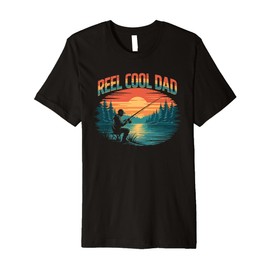 Mens Reel Cool Dad Fisherman Daddy Father's Day Fishing Premium T-Shirt