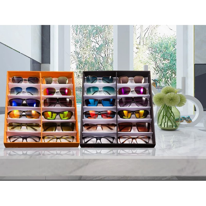 jiffordwind 12 Slot Polyester Silk Lining Sunglasses Display Case with